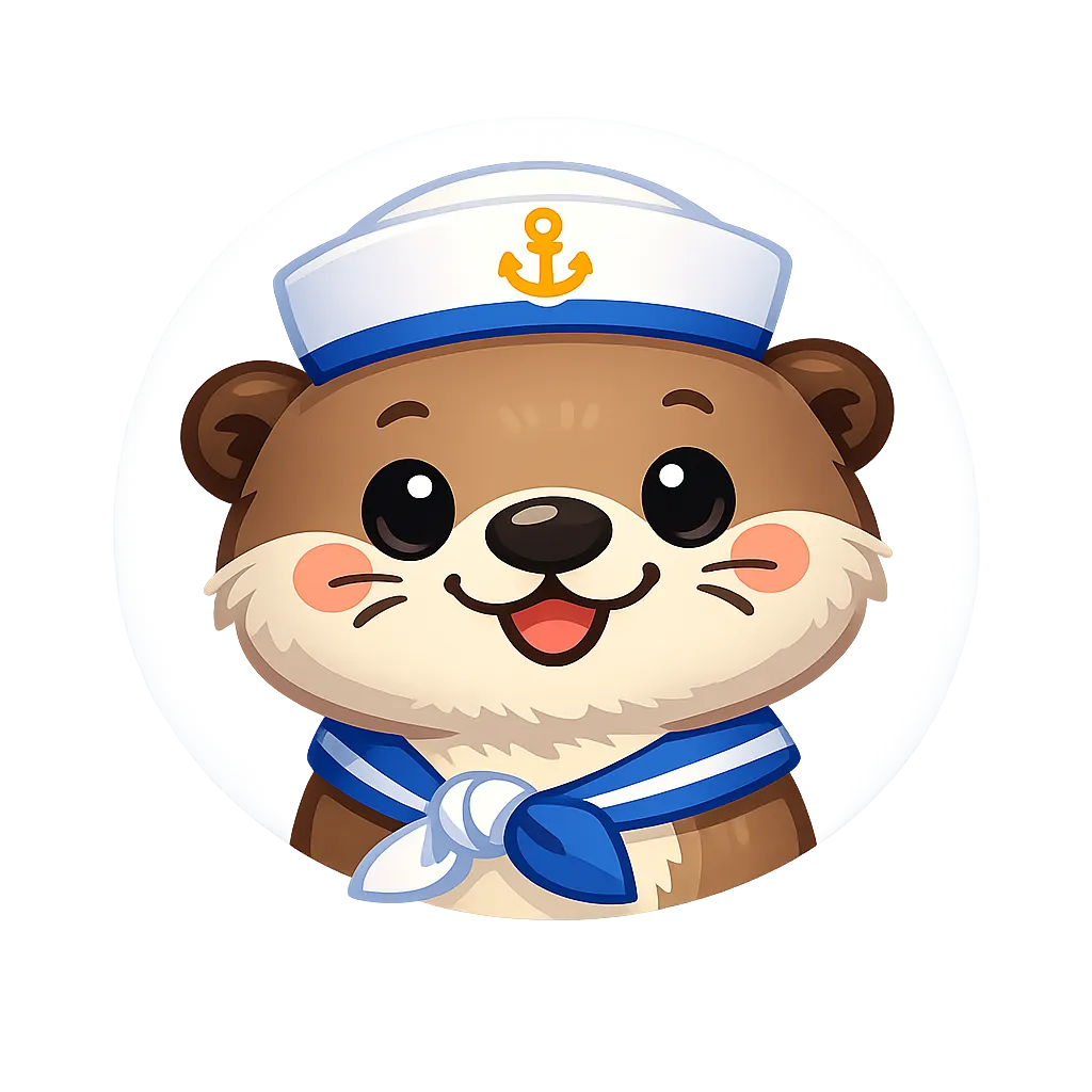 Cute flat cartoon otter face avatar icon with friendly expression for casino review